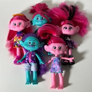 Dreamworks Troll Dolls Set Of 5 Queen Poppy Spruce Bruce Floyd (33Y)
